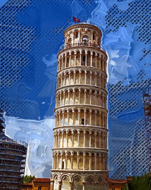 Pisa 'nın güzel sokak manzarası, Pisa Kulesi Pisa, İtalya