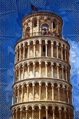 Pisa 'nın güzel sokak manzarası, Pisa Kulesi Pisa, İtalya