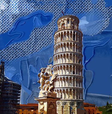 Pisa 'nın güzel sokak manzarası, Pisa Kulesi Pisa, İtalya