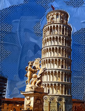 Pisa 'nın güzel sokak manzarası, Pisa Kulesi Pisa, İtalya