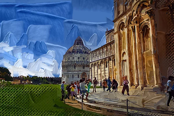 Pisa Piazza Miracoli İtalya Kulesi Kilisesi