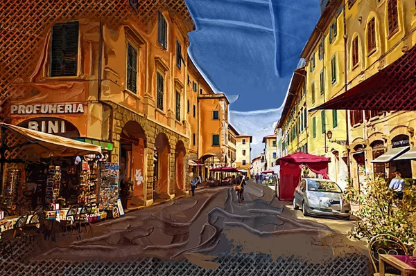 Gammal Gata Med Gamla Byggnader Pisa Italien — Stockfoto