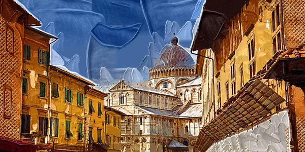 Rua Velha Com Edifícios Antigos Pisa Itália — Fotografia de Stock