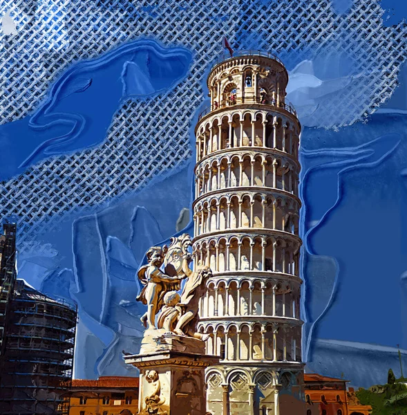 Pisa 'nın güzel sokak manzarası, Pisa Kulesi Pisa, İtalya