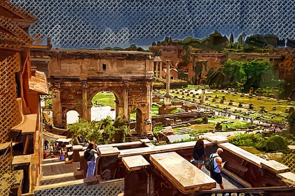 Roman Ruins Rome Forum Romanum Italy — ストック写真