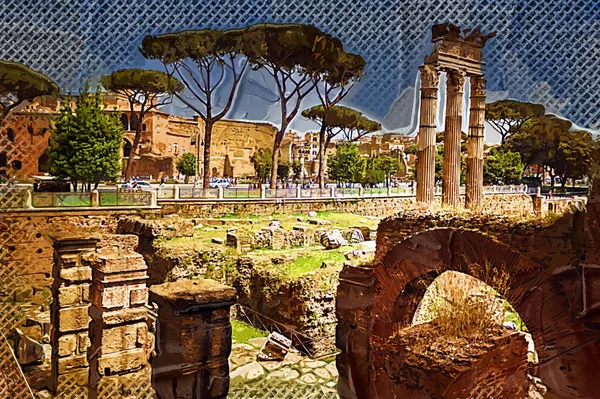 Римские Руины Риме Форум Romanum Italy — стоковое фото
