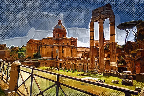 Roman Ruins Rome Forum Romanum Italy — Fotografia de Stock