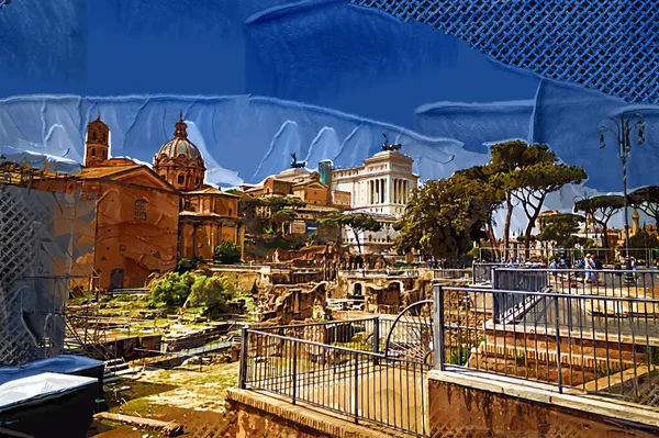 Roman Ruins Rome Forum Romanum Italy — 图库照片