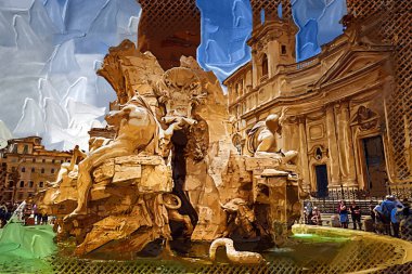 Rome - beautiful piazza Navona, Italy retro vintage antique