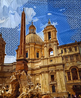 Rome - beautiful piazza Navona, Italy retro vintage antique