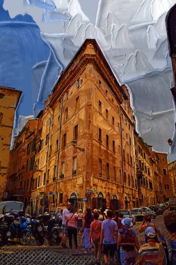 Roma, İtalya 'da pitoresk bir cadde