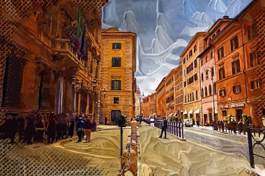 Roma, İtalya 'da pitoresk bir cadde