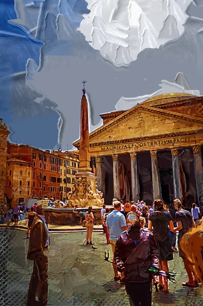 Pantheon Rome Italy Ancient Retro Vintage — Fotografia de Stock