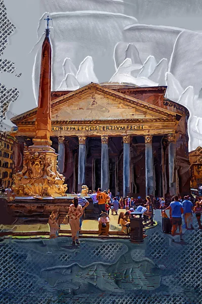 Pantheon Rome Italy Ancient Retro Vintage — 图库照片