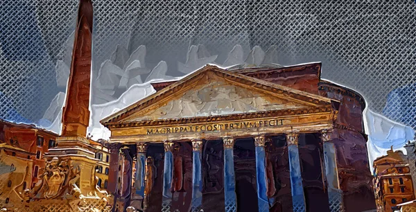 Pantheon Rome Italy Ancient Retro Vintage — Fotografia de Stock