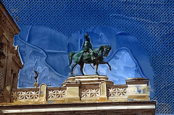 Вид Памятник Византийскому Императору Эммануилу Венецианской Скамье Восходе Солнца Рим — стоковое фото