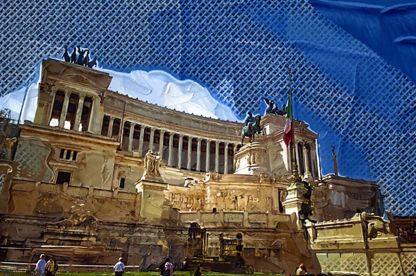 View Monument Victor Emmanuel Venezia Squara Sunrise Rome Italy — Fotografia de Stock