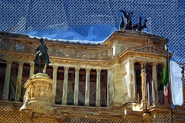 View Monument Victor Emmanuel Venezia Squara Sunrise Rome Italy — 图库照片