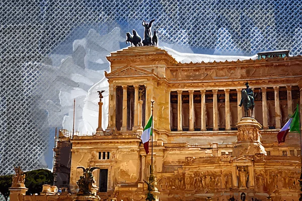 View Monument Victor Emmanuel Venezia Squara Sunrise Rome Italy — 图库照片