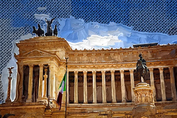 View Monument Victor Emmanuel Venezia Squara Sunrise Rome Italy — 图库照片