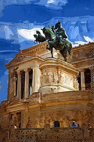 View Monument Victor Emmanuel Venezia Squara Sunrise Rome Italy — Stockfoto