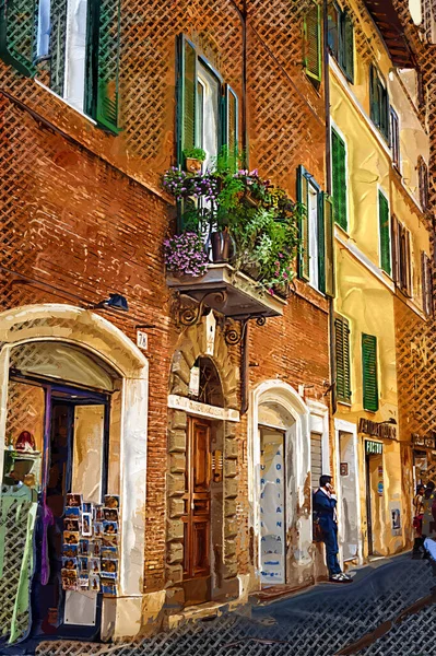 Malownicza Ulica Rzymie Włochy — Zdjęcie stockowe