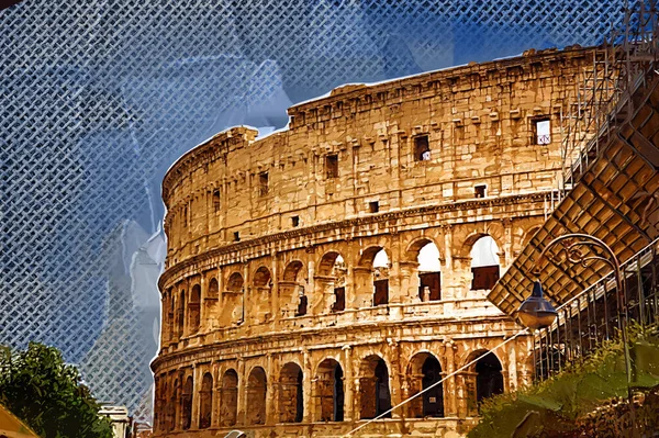 Grande Colosseo Antico Arte Fotografia Coliseum — Foto Stock