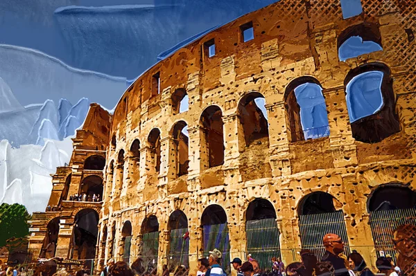 Grande Colosseo Antico Arte Fotografia Coliseum — Foto Stock