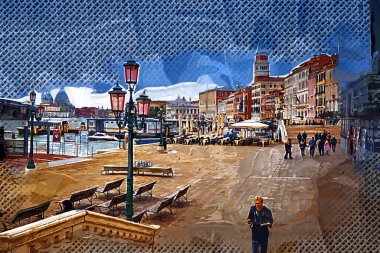 San Marco ve Palace Ducate Venedik, İtalya 'da gün batımında