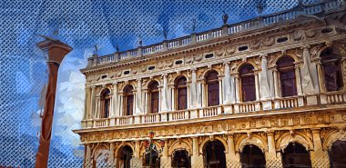 San Marco ve Palace Ducate Venedik, İtalya 'da gün batımında