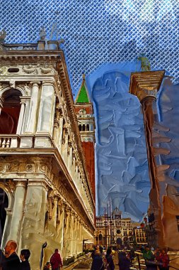 San Marco ve Palace Ducate Venedik, İtalya 'da gün batımında