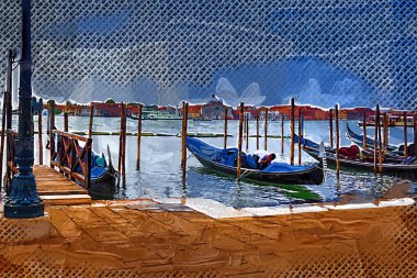 Venedik, Büyük Kanal manzarası ve Santa Maria Della sa Bazilikası. İtalya