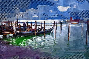 Venedik, Büyük Kanal manzarası ve Santa Maria Della sa Bazilikası. İtalya