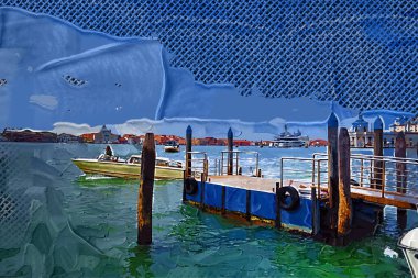 Venedik, Büyük Kanal manzarası ve Santa Maria Della sa Bazilikası. İtalya