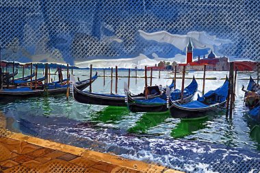 Venedik, Büyük Kanal manzarası ve Santa Maria Della sa Bazilikası. İtalya