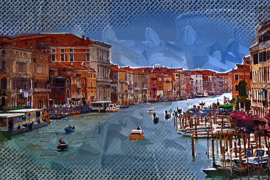 İtalya Venedik 'teki Ada Murano' su. Tekneyle kanalı izle