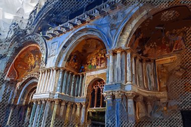 Venedik, İtalya 'daki Saint Mark Bazilikası' nın (Basilica di San Marco) alt manzarası