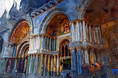 Venedik, İtalya 'daki Saint Mark Bazilikası' nın (Basilica di San Marco) alt manzarası