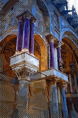 Venedik, İtalya 'daki Saint Mark Bazilikası' nın (Basilica di San Marco) alt manzarası