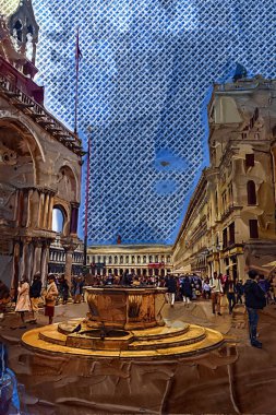 Venedik, İtalya 'daki Saint Mark Bazilikası' nın (Basilica di San Marco) alt manzarası