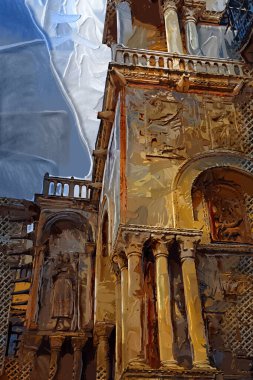 Venedik, İtalya 'daki Saint Mark Bazilikası' nın (Basilica di San Marco) alt manzarası