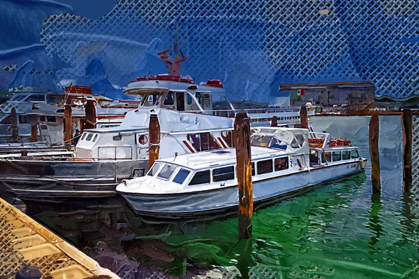 Venedig Boote Hafen Schiffe Italien Vintage Retro — Stockfoto