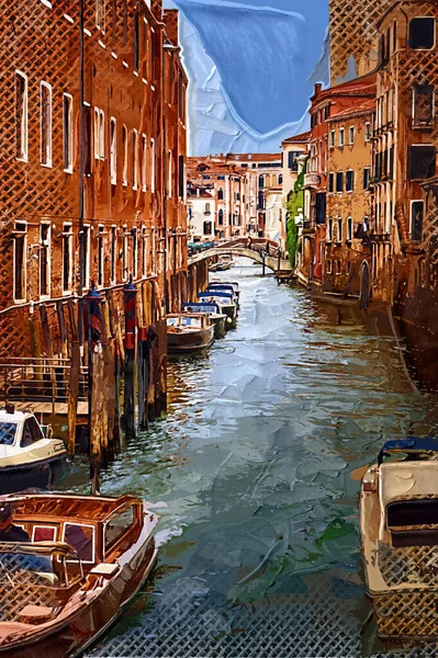 Kanal Gata Med Gondol Venedig Italien Retro Vintage Antik — Stockfoto