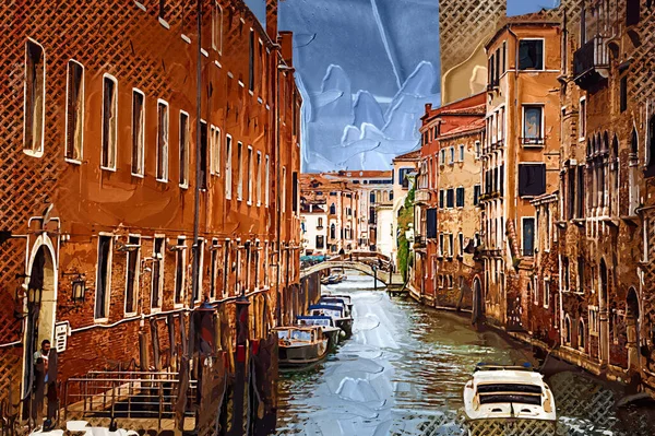 Canal Street Gondola Venice Italy Retro Vintage Antique — Stock Photo, Image