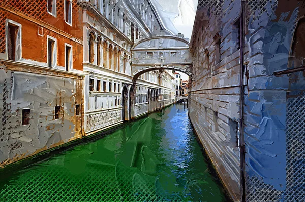 Rue Canal Avec Gondole Venise Italie Rétro Vintage Antique — Photo
