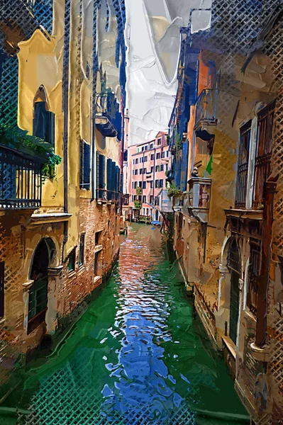 Rue Canal Avec Gondole Venise Italie Rétro Vintage Antique — Photo