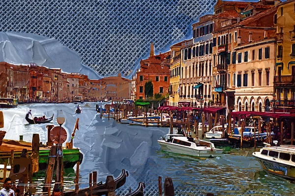 Gôndola Punção Gondola Veneziano Através Águas Canal Verde Veneza Itália — Fotografia de Stock