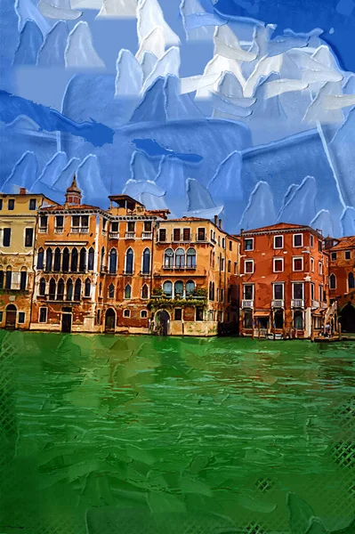 ヴェネツィアビューシティライン海の建物イタリア — ストック写真