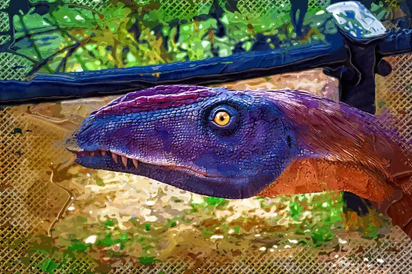 공룡의 자연의 배경에 공룡입니다 놀이공원에 장난감 공룡들 — 스톡 사진