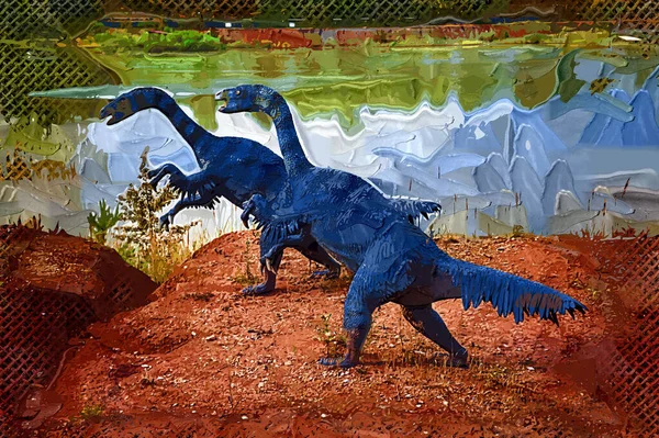 Park Dinosaurů Dinosaurus Pozadí Přírody Hračkoví Dinosauři Zábavním Parku — Stock fotografie